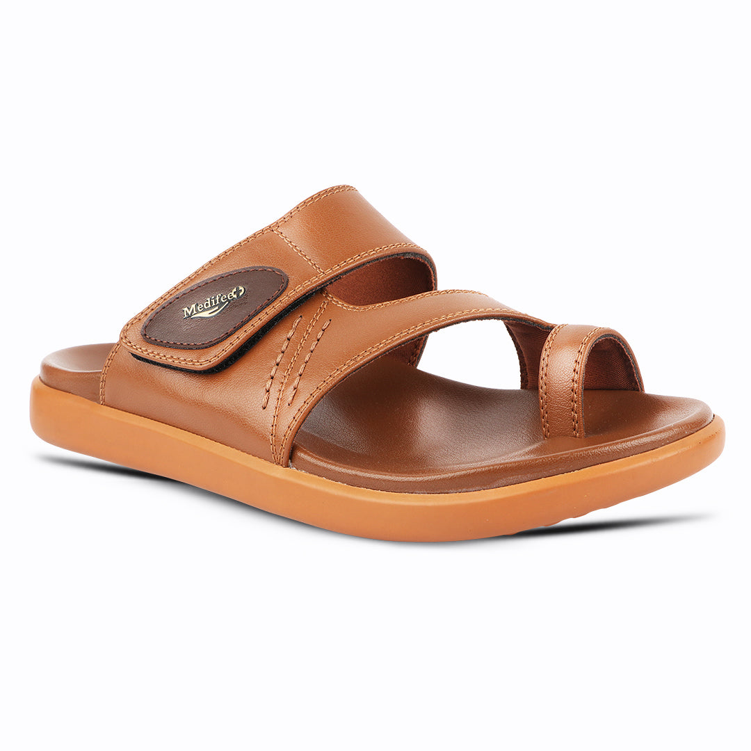 All Day Comfort Men’s Leather Slippers with Anti-Skid Grip